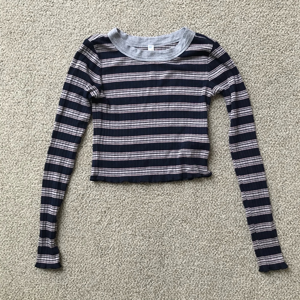 Free People cropped striped long sleeve